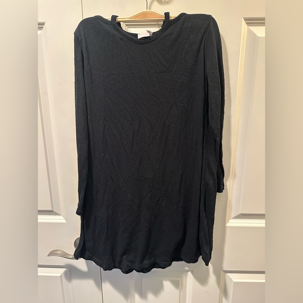 Paper Crane Black Ribbed Long Sleeve Tunic Dress